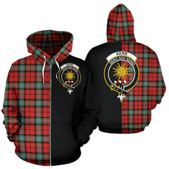 Kerr Ancient Tartan Crest Zipper Hoodie - Half Of Me Style