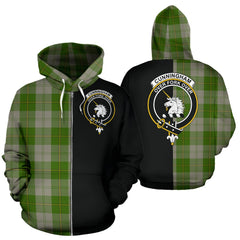 Cunningham Dress Green Dancers Tartan Crest Zipper Hoodie - Half Of Me Style