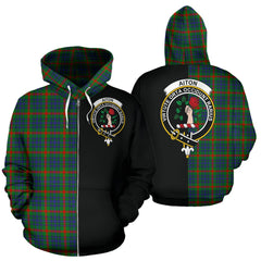 Aiton Tartan Crest Zipper Hoodie - Half Of Me Style