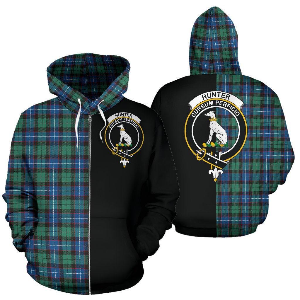 Hunter Ancient Tartan Crest Zipper Hoodie - Half Of Me Style