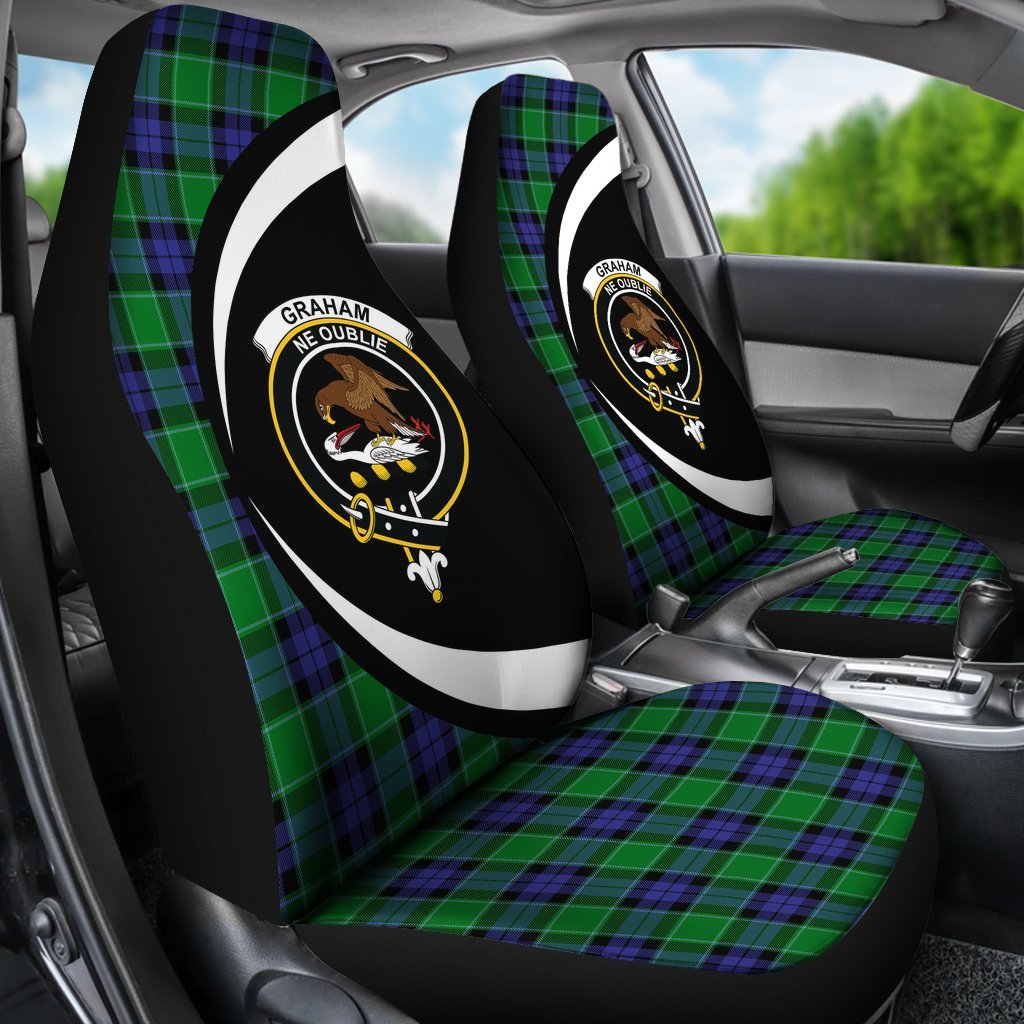 Graham of Menteith Modern Tartan Crest Car Seat Cover - Circle Style