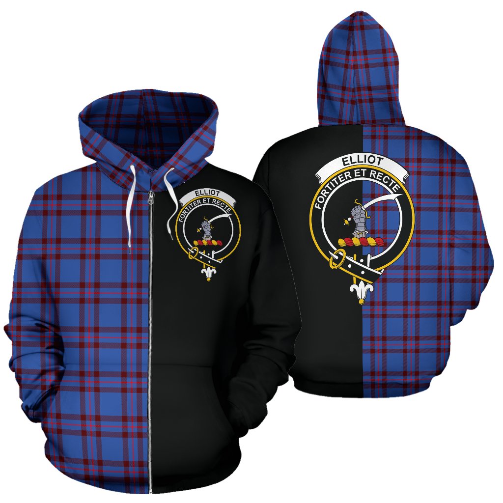 Elliot Modern Tartan Crest Zipper Hoodie - Half Of Me Style