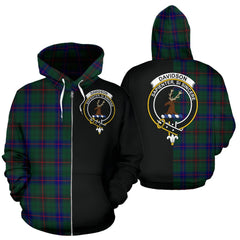 Davidson Modern Tartan Crest Zipper Hoodie - Half Of Me Style