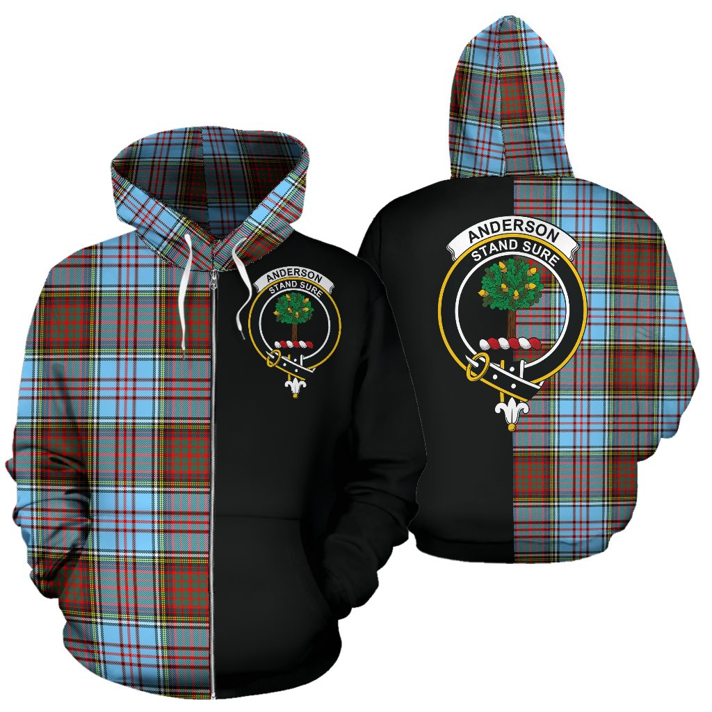 Anderson Ancient Tartan Crest Zipper Hoodie - Half Of Me Style