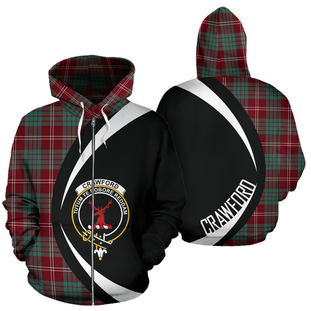 Crawford Modern Tartan Crest Zipper Hoodie - Circle Style