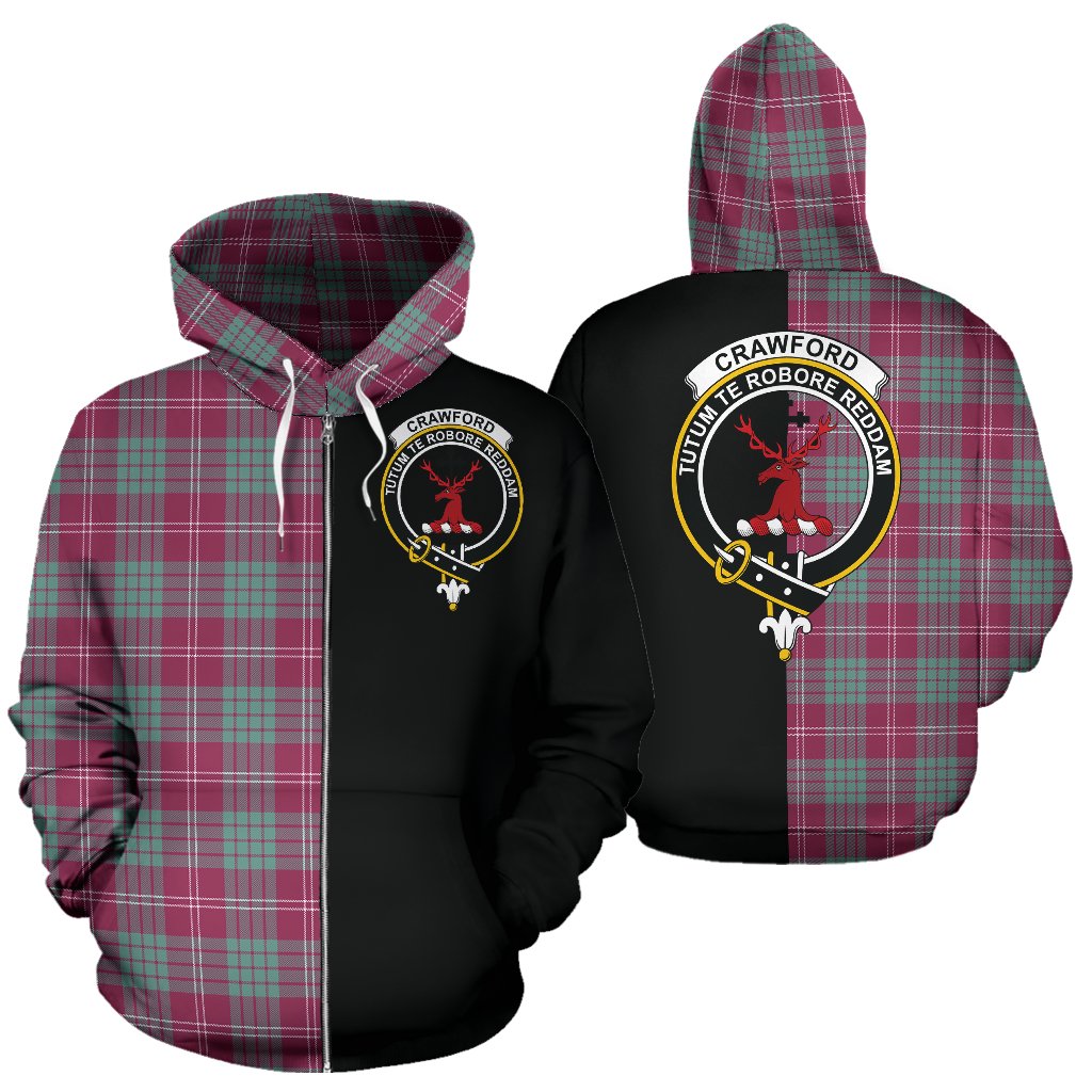 Crawford Ancient Tartan Crest Zipper Hoodie - Half Of Me Style