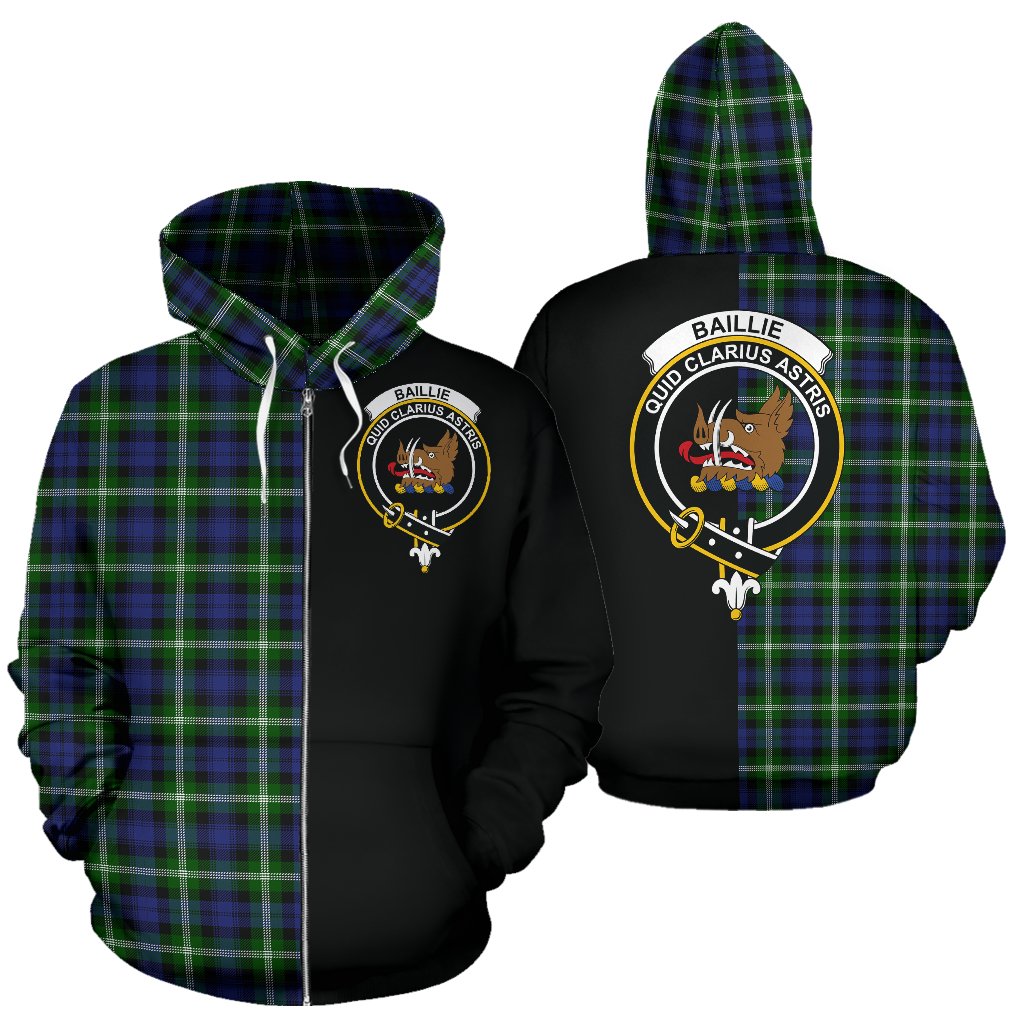 Baillie Modern Tartan Crest Zipper Hoodie - Half Of Me Style