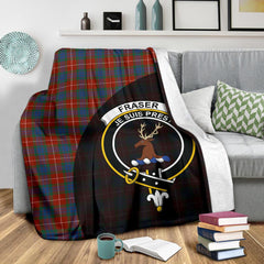 Fraser Ancient Tartan Crest Blanket Wave Style