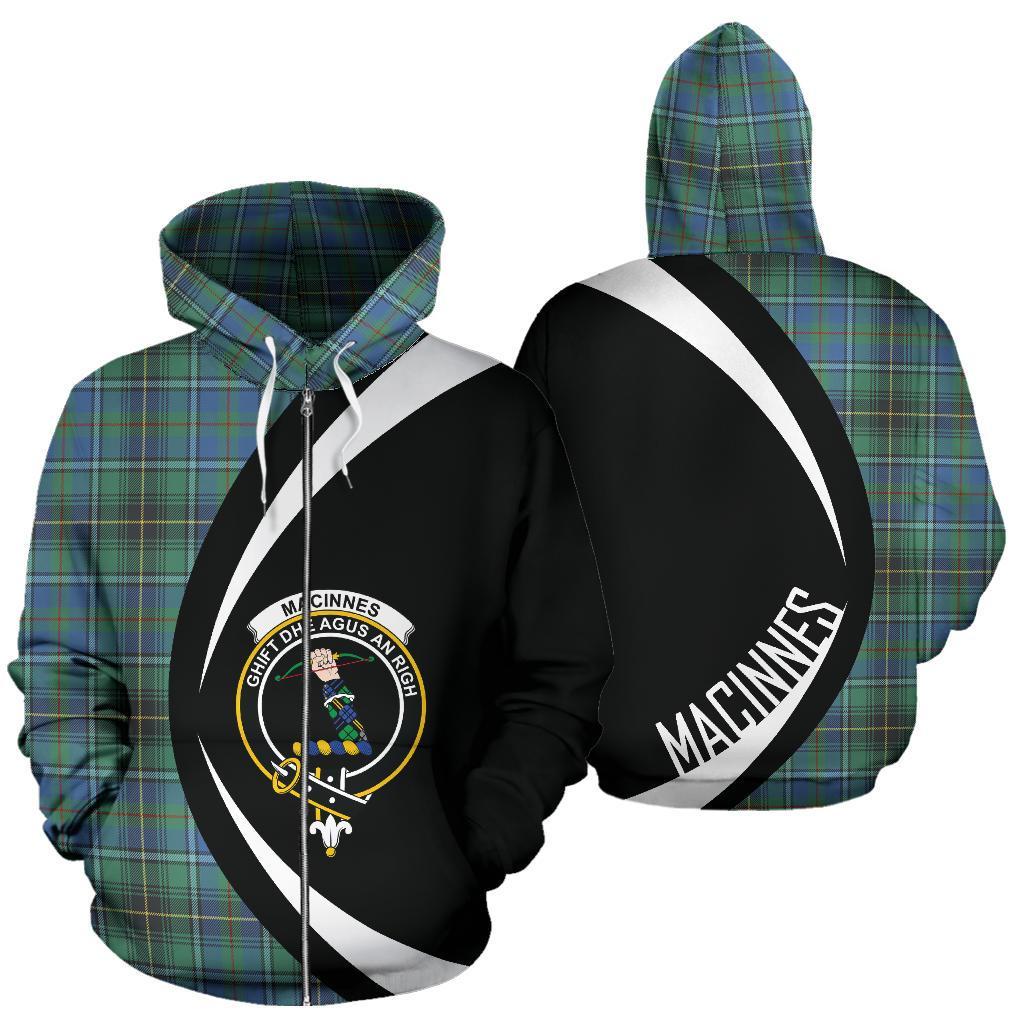 MacInnes Ancient Tartan Crest Zipper Hoodie - Circle Style