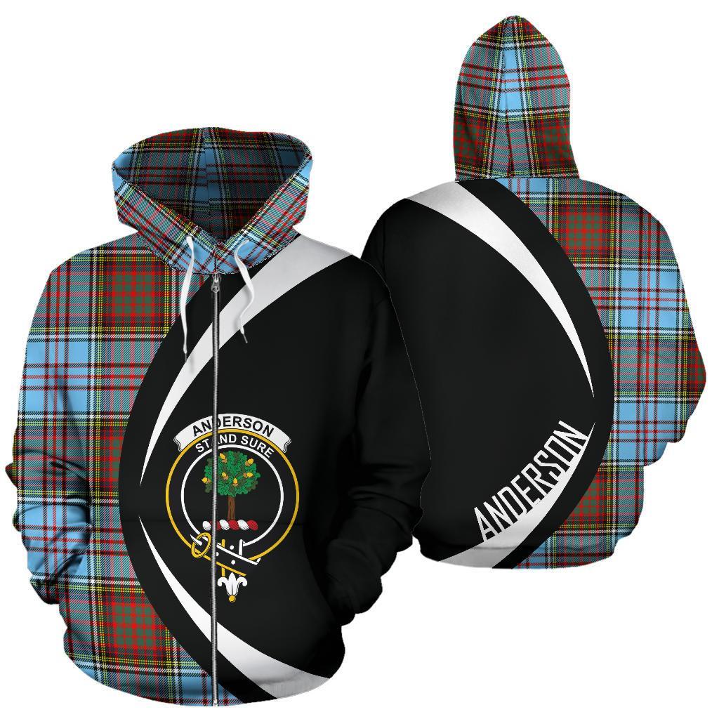 Anderson Ancient Tartan Crest Zipper Hoodie - Circle Style