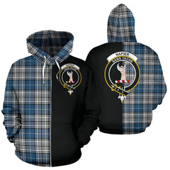 Napier Modern Tartan Crest Zipper Hoodie - Half Of Me Style