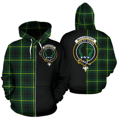 MacArthur Modern Tartan Crest Zipper Hoodie - Half Of Me Style