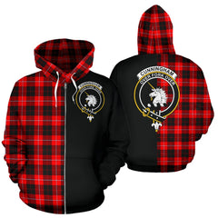 Cunningham Modern Tartan Crest Zipper Hoodie - Half Of Me Style