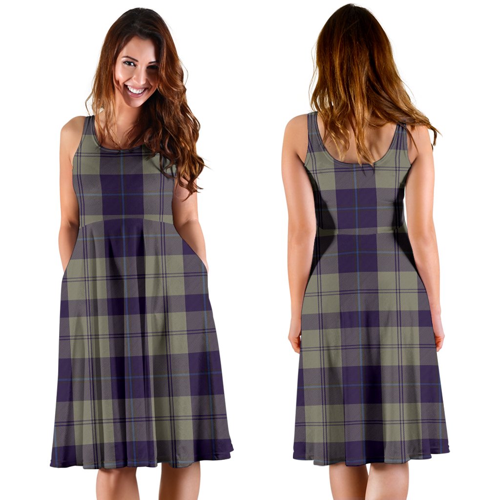 Cunningham Dress Blue Dancers Tartan Midi Dress