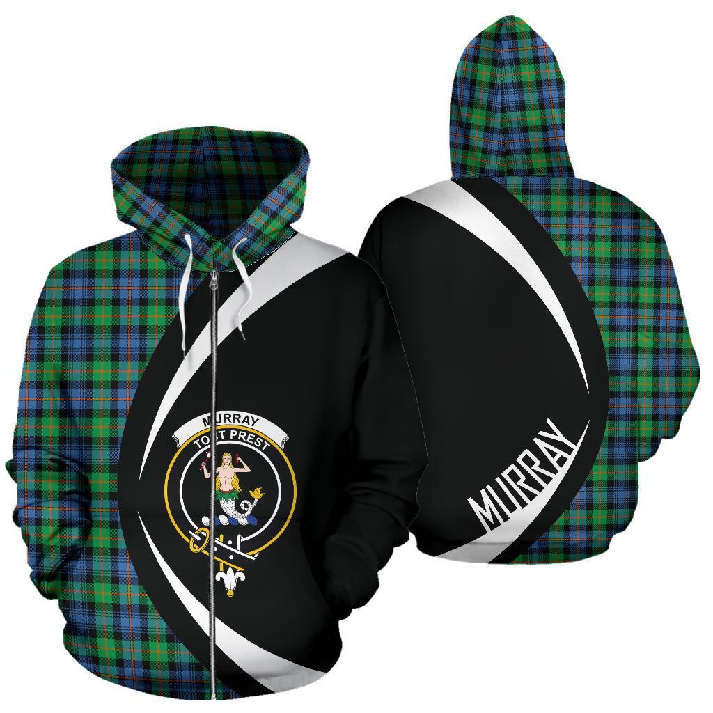 Murray of Atholl Ancient Tartan Crest Zipper Hoodie - Circle Style