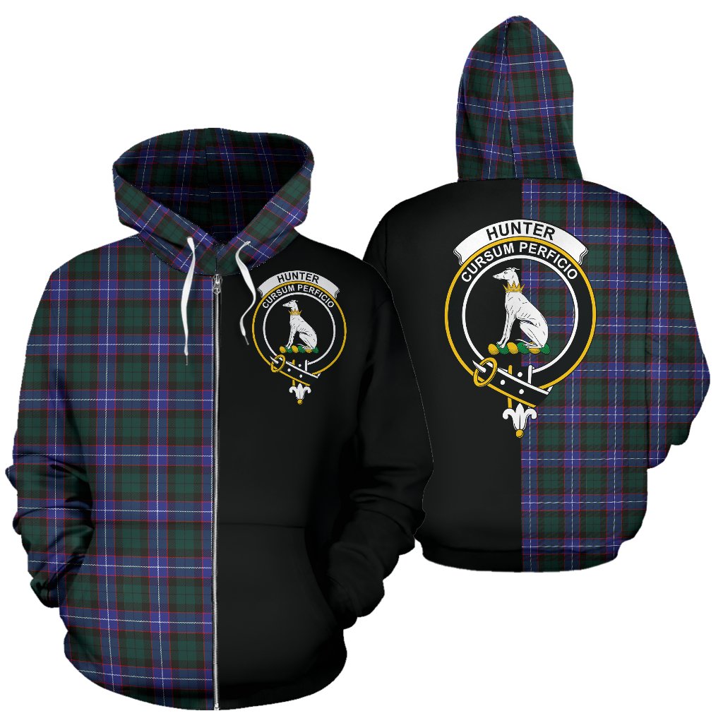 Hunter Modern Tartan Crest Zipper Hoodie - Half Of Me Style