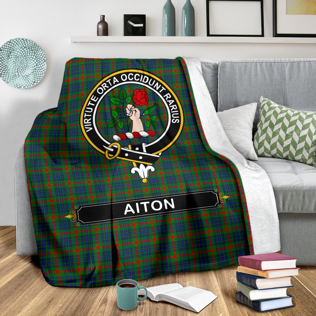 Aiton Family Tartan Crest Blanket - 3 Sizes