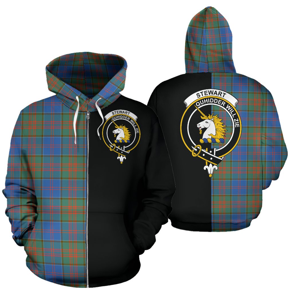 Stewart of Appin Hunting Ancient Tartan Crest Zipper Hoodie - Half Of Me Style