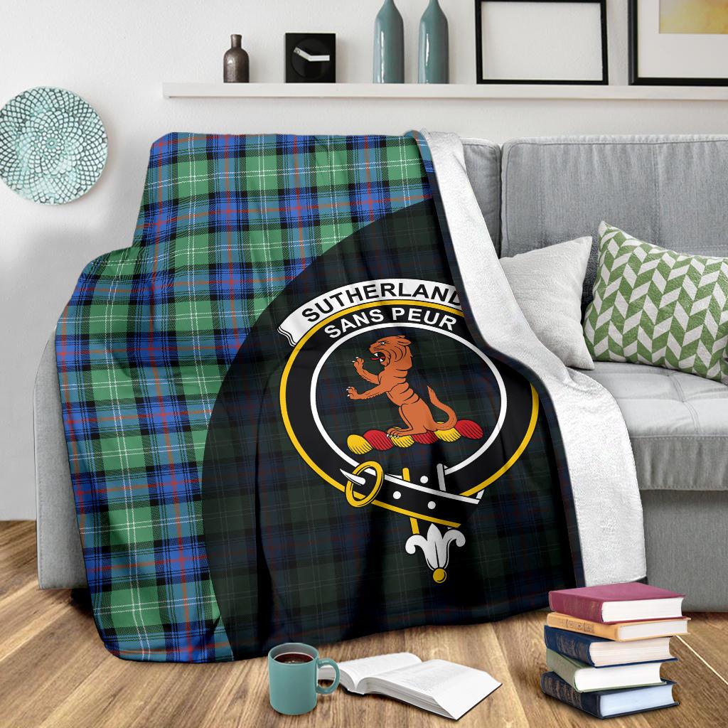 Sutherland Old Ancient Tartan Crest Blanket Wave Style