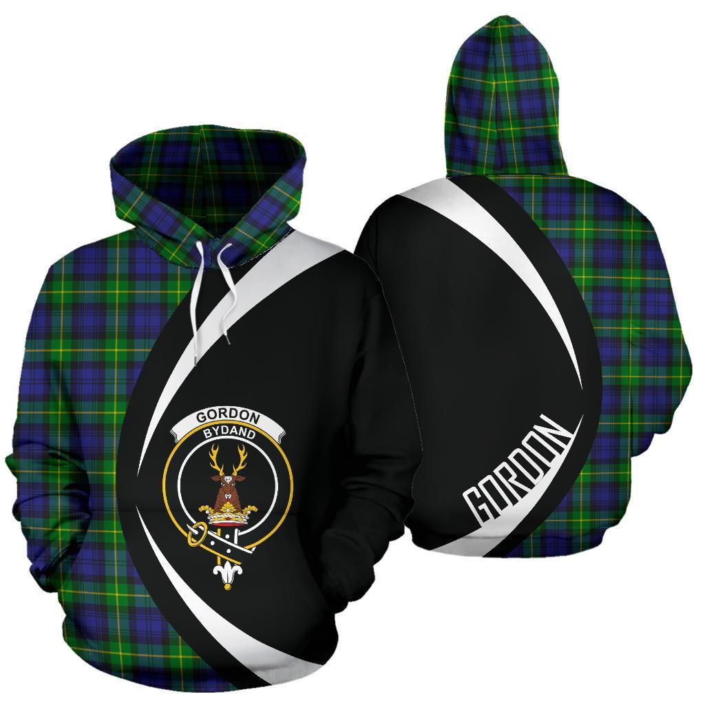 Gordon Modern Tartan Crest Hoodie - Circle Style