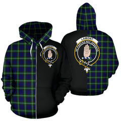 Lamont Modern Tartan Crest Zipper Hoodie - Half Of Me Style