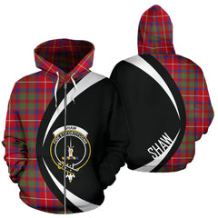 Shaw Red Modern Tartan Crest Zipper Hoodie - Circle Style