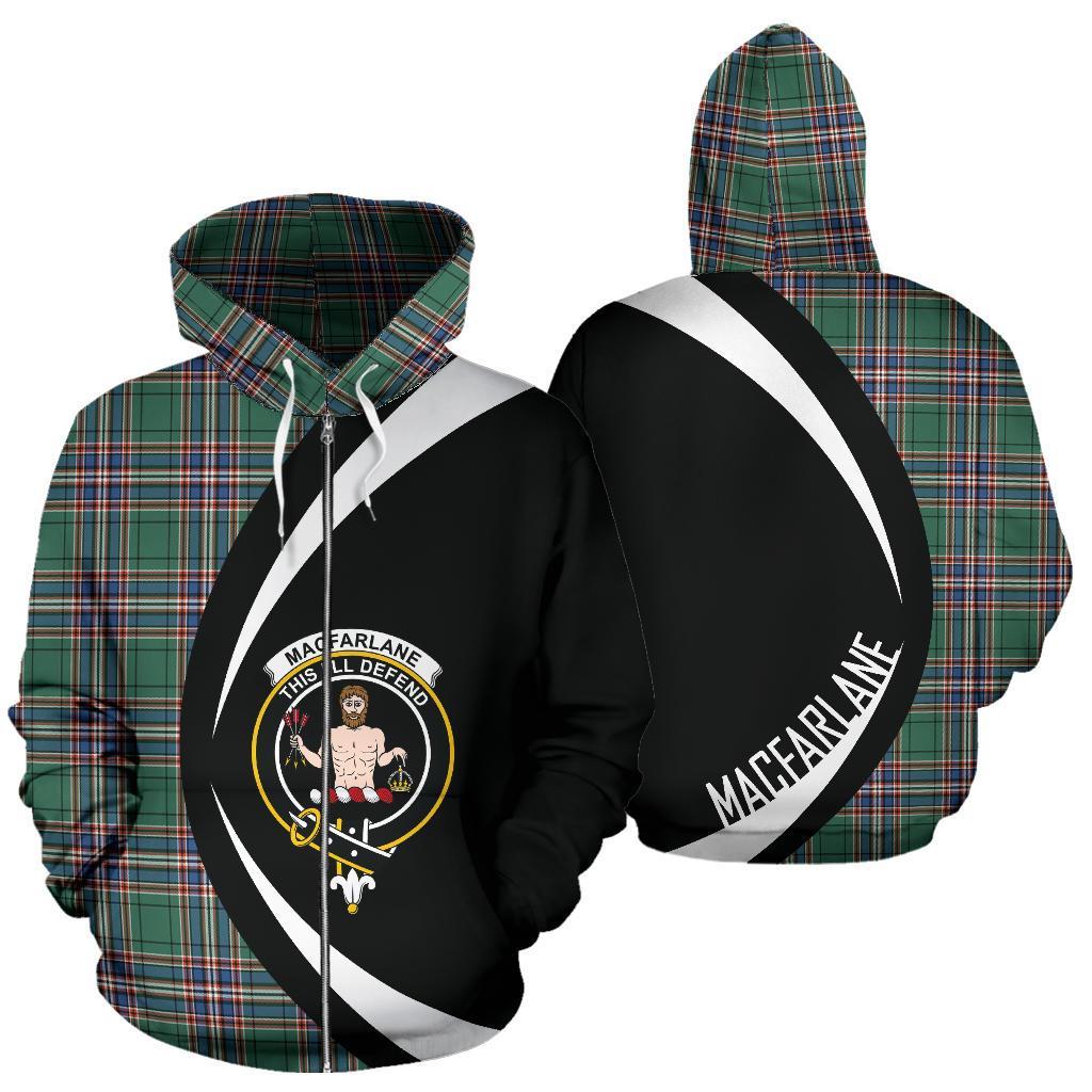 MacFarlane Hunting Ancient Tartan Crest Zipper Hoodie - Circle Style