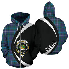 Douglas Modern Tartan Crest Zipper Hoodie - Circle Style