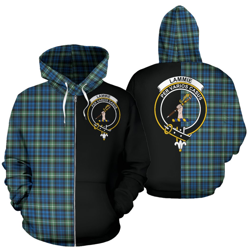 Lamont Ancient Tartan Crest Zipper Hoodie - Half Of Me Style