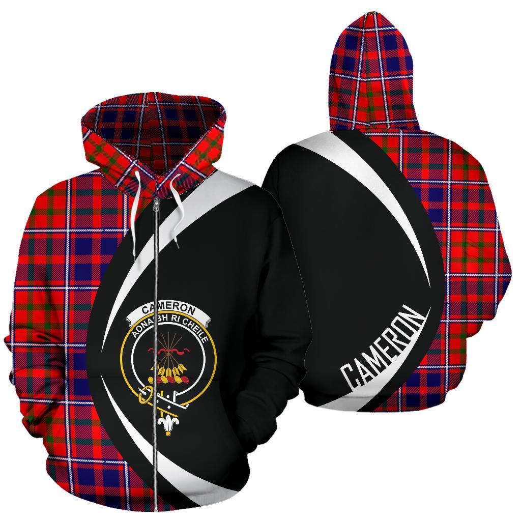 Cameron of Lochiel Modern Tartan Crest Zipper Hoodie - Circle Style