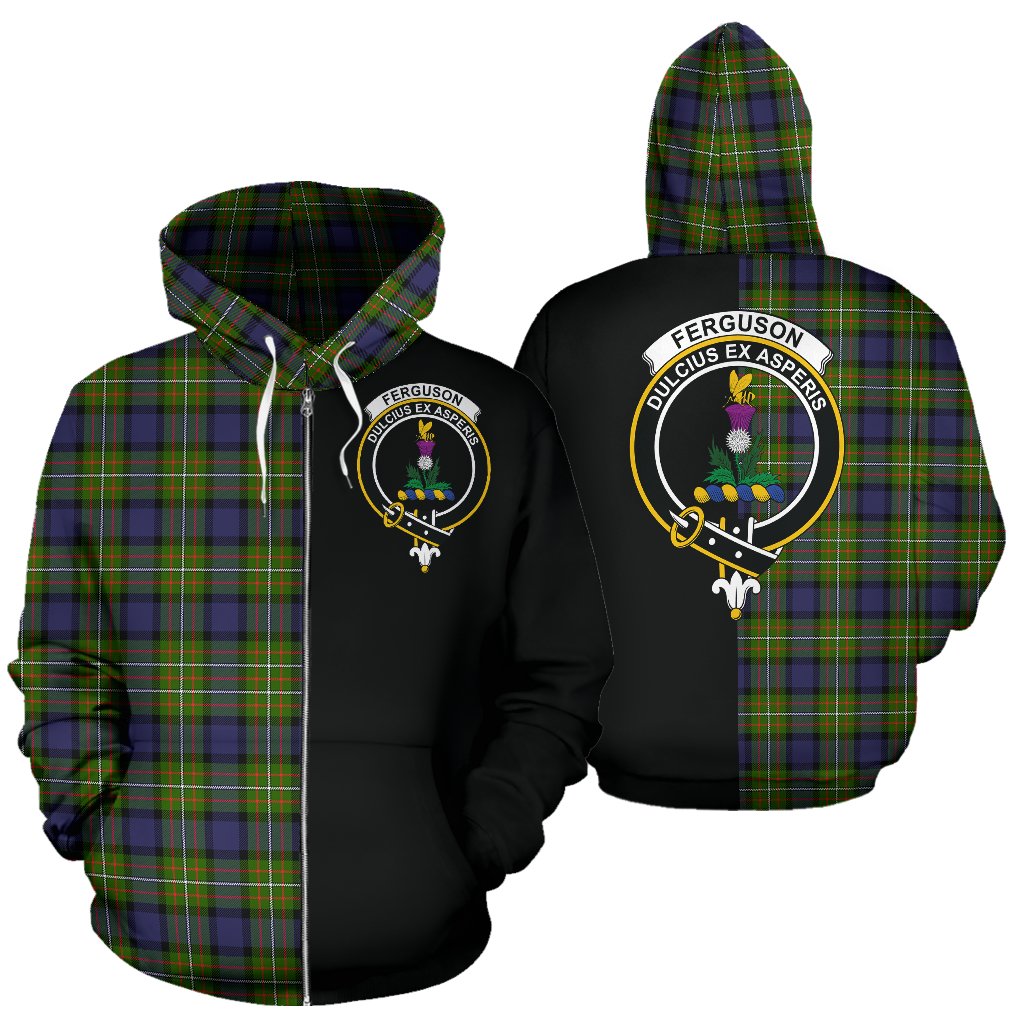 Fergusson Modern Tartan Crest Zipper Hoodie - Half Of Me Style