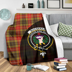 Buchanan Old Set Weathered Tartan Crest Blanket Wave Style