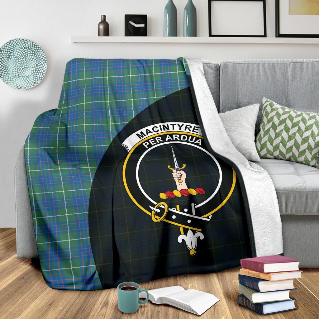 MacIntyre Hunting Ancient Tartan Crest Blanket Wave Style