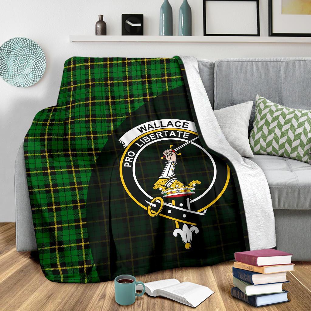 Wallace Hunting - Green Tartan Crest Blanket Wave Style