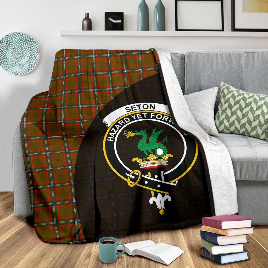 Seton Hunting Modern Tartan Crest Blanket Wave Style