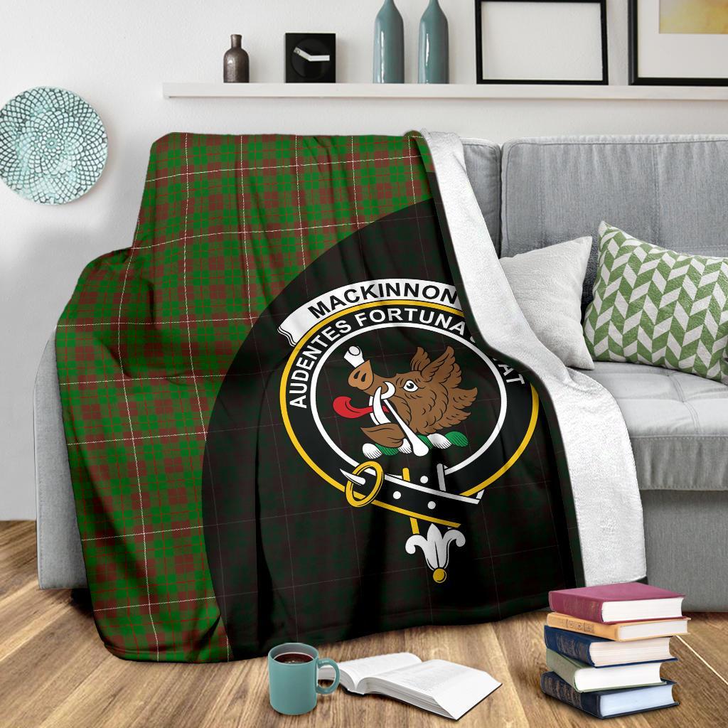 MacKinnon Hunting Modern Tartan Crest Blanket Wave Style