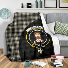 Menzies Black & White Ancient Tartan Crest Blanket Wave Style