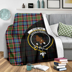 Stirling & Bannockburn District Tartan Crest Blanket Wave Style