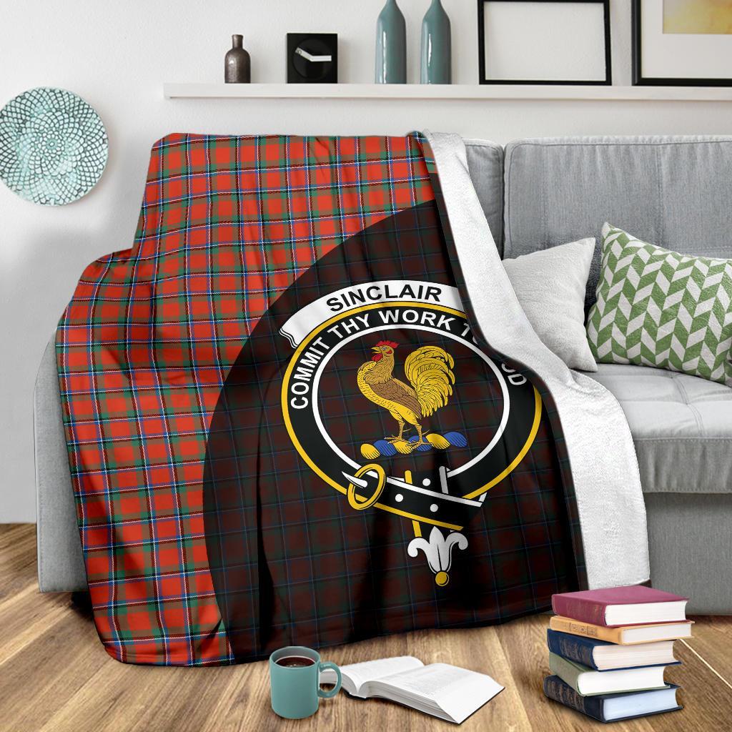 Sinclair Ancient Tartan Crest Blanket Wave Style