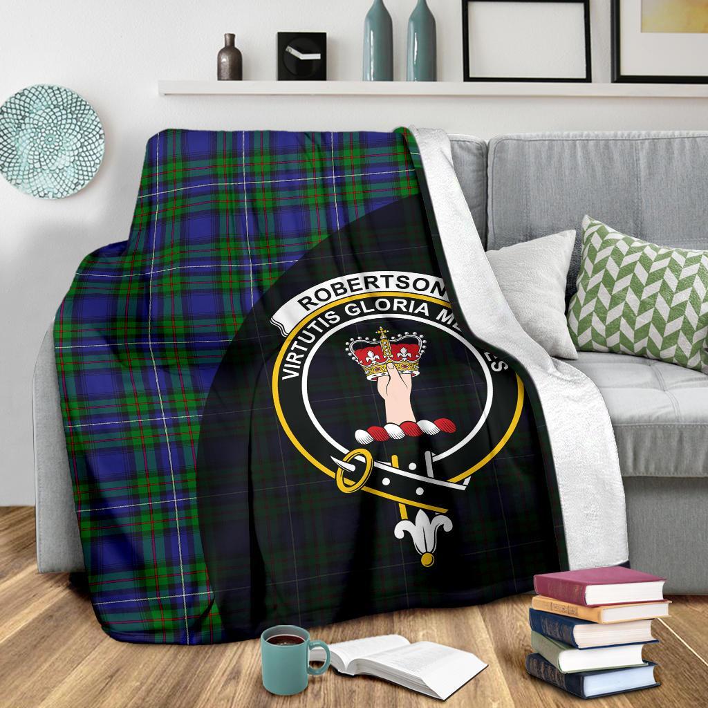 Robertson Hunting Modern Tartan Crest Blanket Wave Style