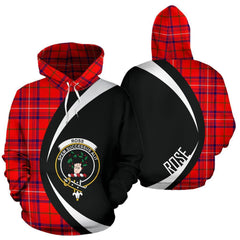 Rose Modern Tartan Crest Hoodie - Circle Style