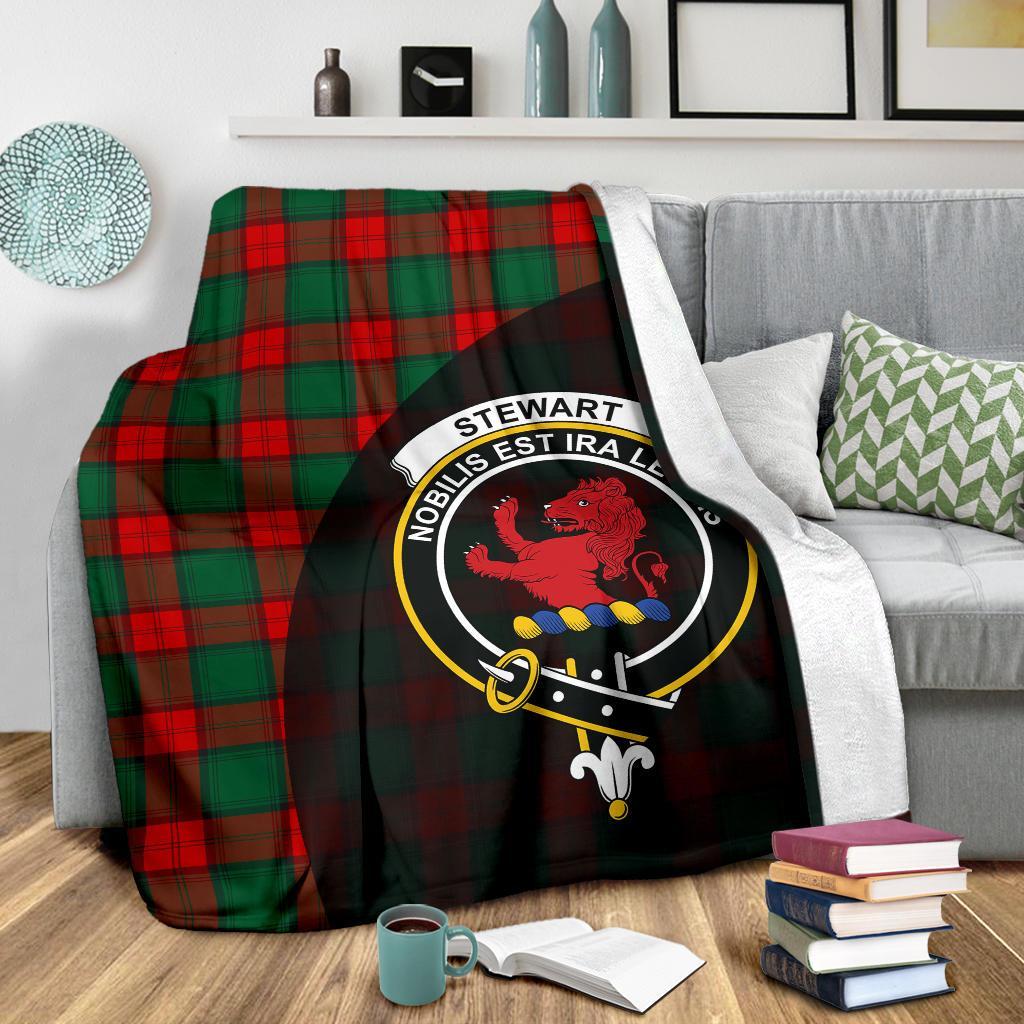 Stewart Atholl Modern Tartan Crest Blanket Wave Style