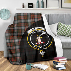MacRae Hunting Weathered Tartan Crest Blanket Wave Style