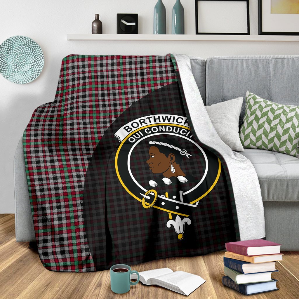 Borthwick Ancient Tartan Crest Blanket Wave Style