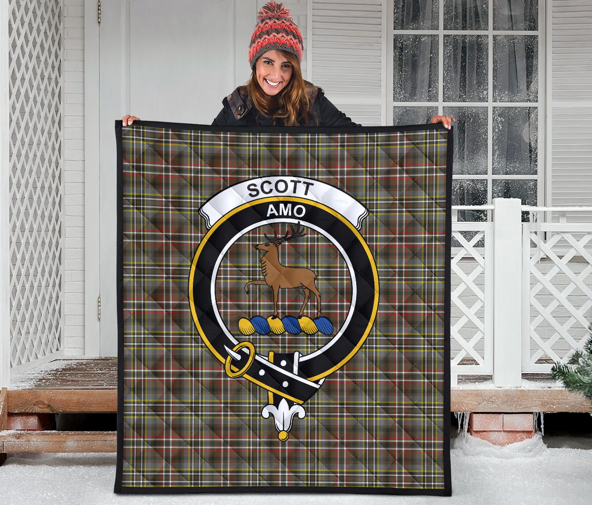 Scott Green Weathered Tartan Crest Quilt - SP