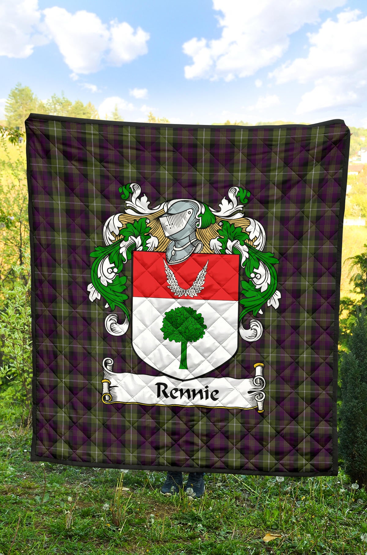 Rennie Family Coat of Arms Tartan Quilt SP