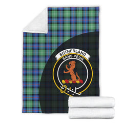 Sutherland Old Ancient Tartan Crest Blanket Wave Style