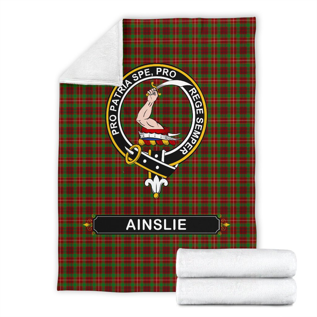 Ainslie Family Tartan Crest Blanket - 3 Sizes