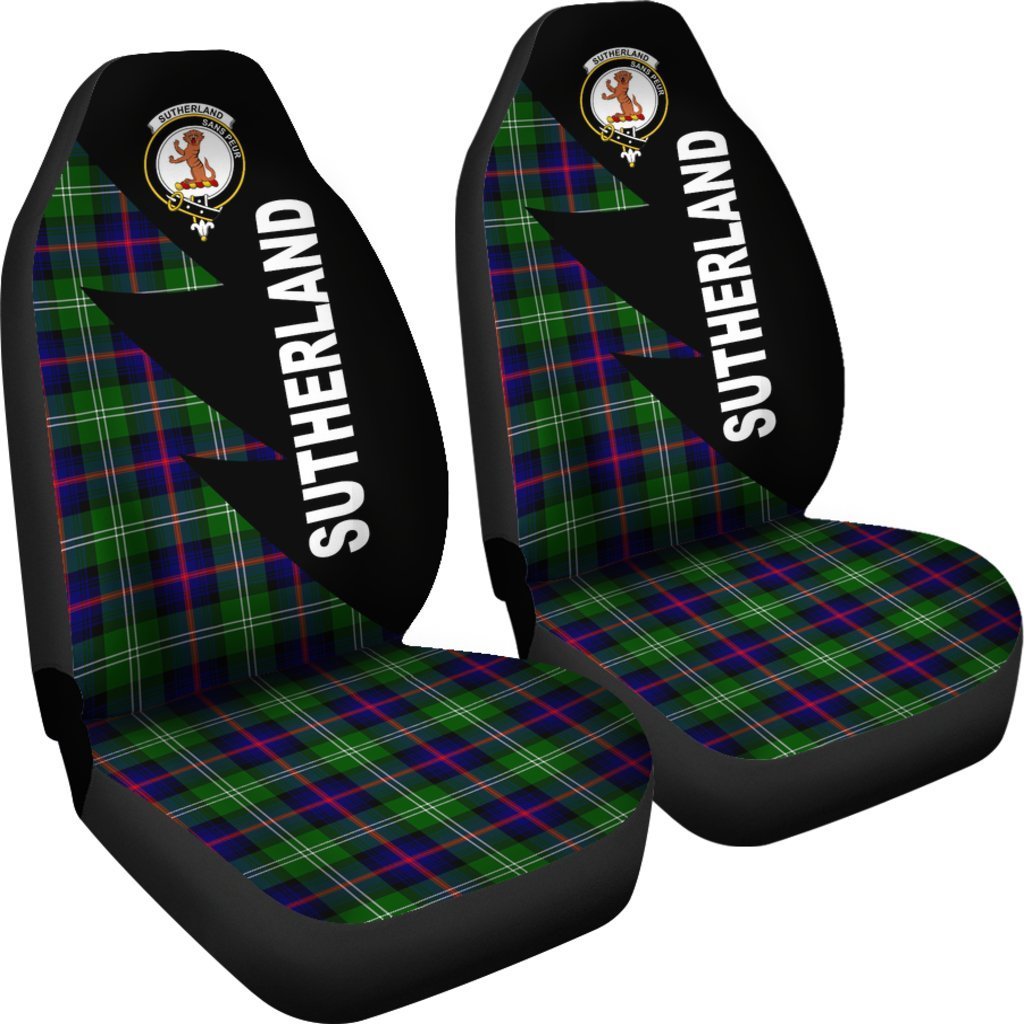 Sutherland Tartan Crest Car Seat Cover - Flash Style