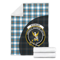 Stewart Muted Blue Tartan Crest Blanket - 3 Sizes